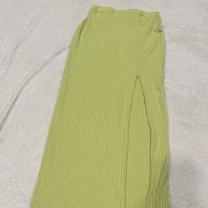 ⭐️ 2/$10 - Another Reason Ribbed Split Maxi Skirt in Light Green